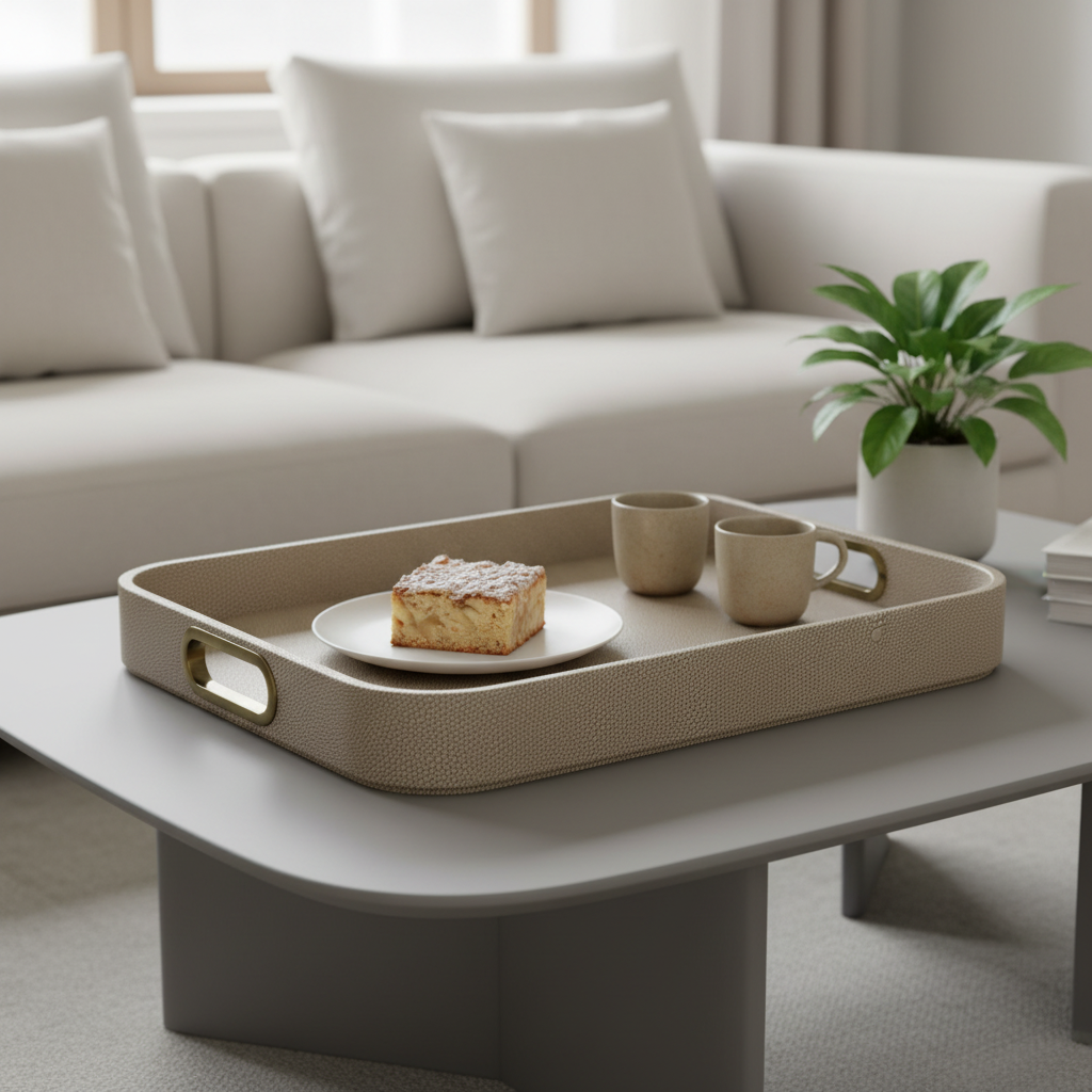 Tablett Rochenoptik beige Atmosphärenbild