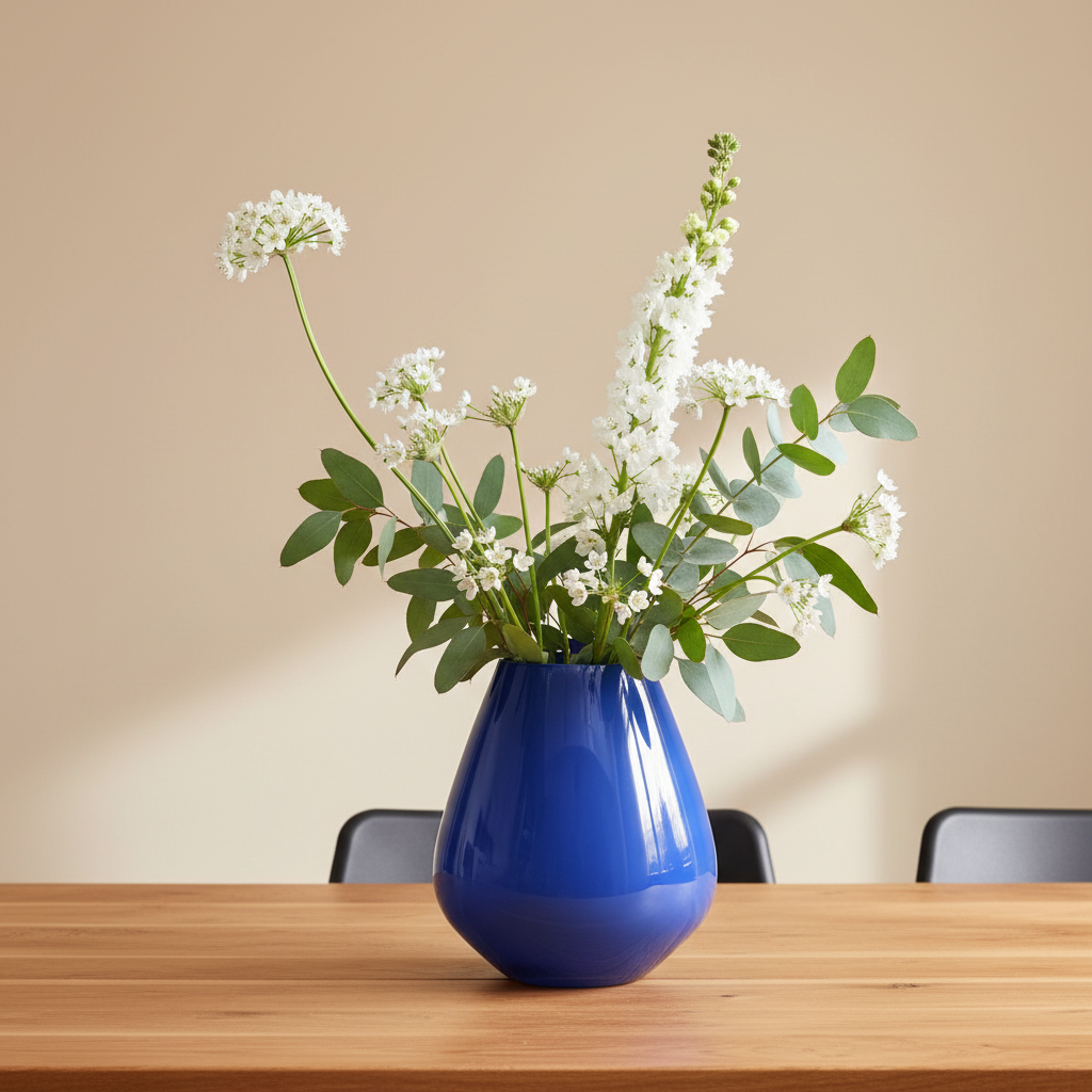Vaas - Tasmans hellblau mit Blumen und Eukalyptus
