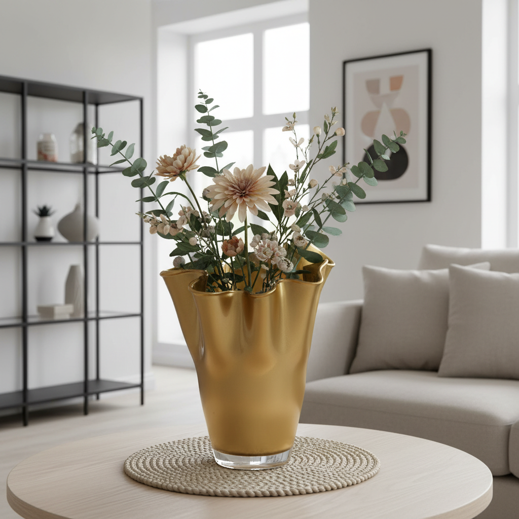 Signature Vase aus Glas metallic